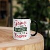 "Jesus is the Reason, For the Season" mug with color inside