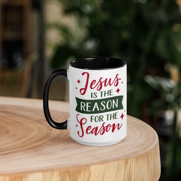 "Jesus is the Reason, For the Season" mug with color inside