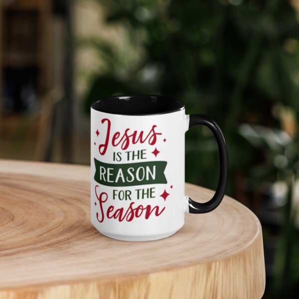 "Jesus is the Reason, For the Season" mug with color inside