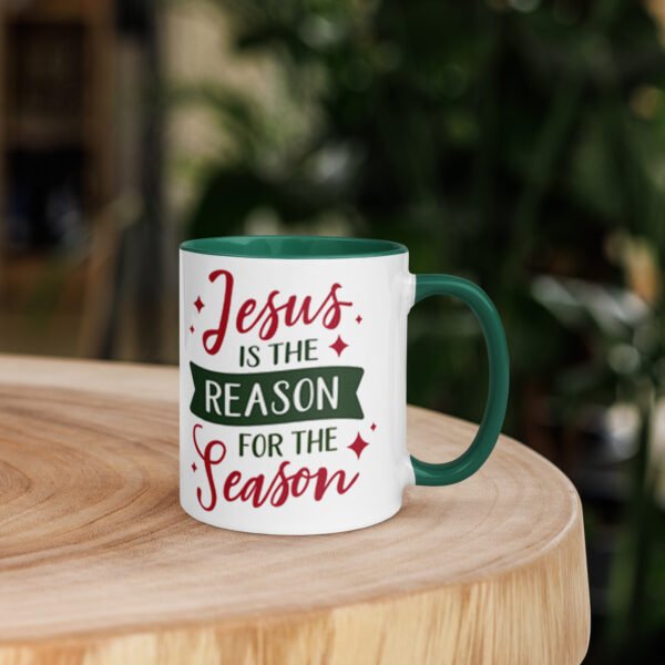 "Jesus is the Reason, For the Season" mug with color inside