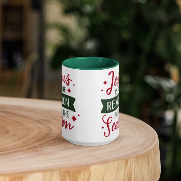 "Jesus is the Reason, For the Season" mug with color inside