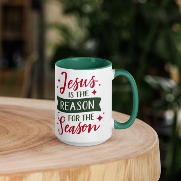 "Jesus is the Reason, For the Season" mug with color inside