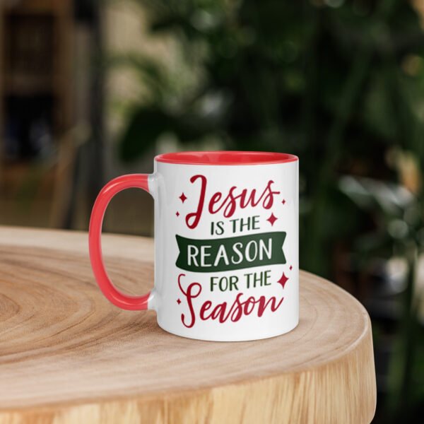 "Jesus is the Reason, For the Season" mug with color inside