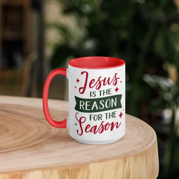 "Jesus is the Reason, For the Season" mug with color inside