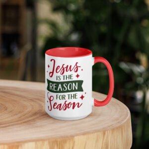 "Jesus is the Reason, For the Season" mug with color inside