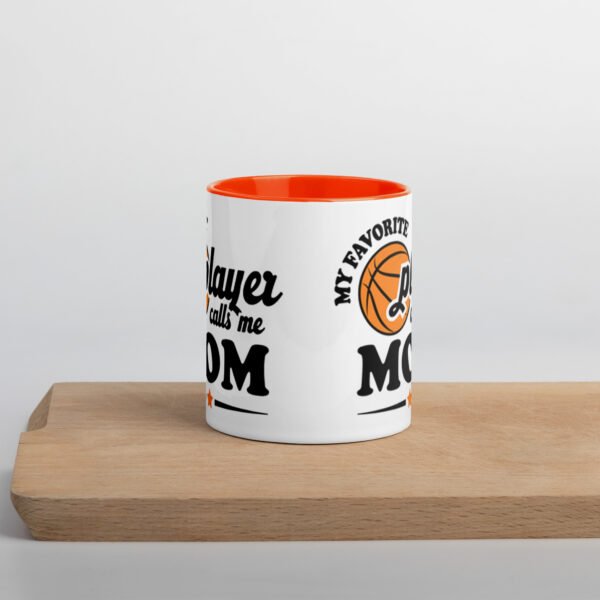 "My Favorite Player Calls Me Mom" mug with color inside