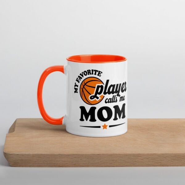 "My Favorite Player Calls Me Mom" mug with color inside